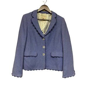 Maison Common Blue Tweed Silk Cotton Evening Jacket Caption Lining Women's EU 42
